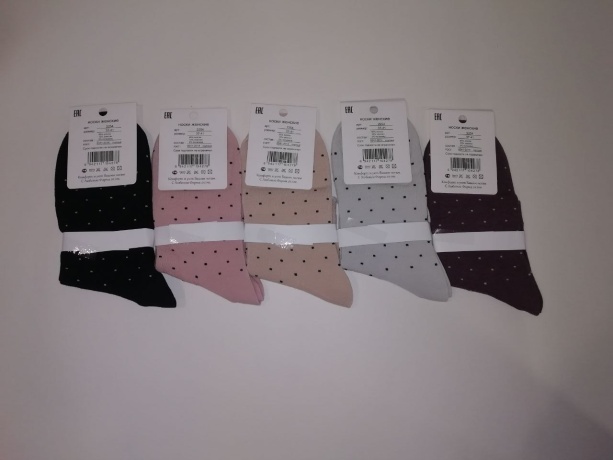 Женские носки 2254, средняя длина в горошек