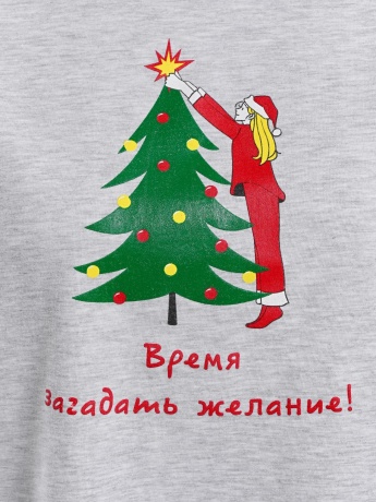 Новогодняя пижама женская с шортами Праздник-4 кармеланж