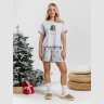 Новогодняя пижама женская с шортами Праздник-4 кармеланж
