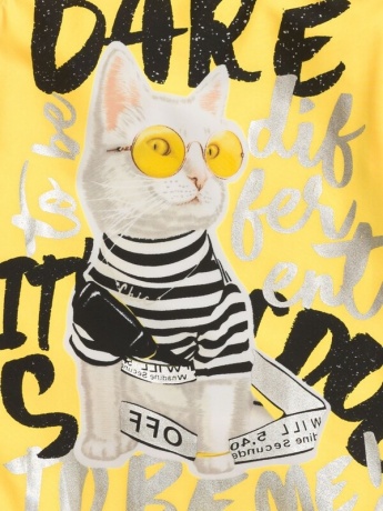 Купальник для девочек с котиком, желтый (рост 116-146)