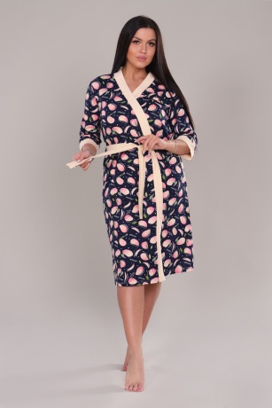 Пеньюар женский бежевый, халат и сорочка