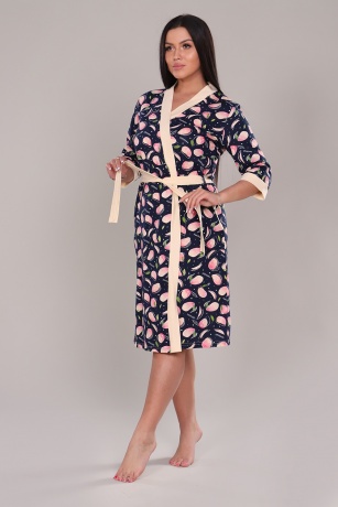 Пеньюар женский бежевый, халат и сорочка