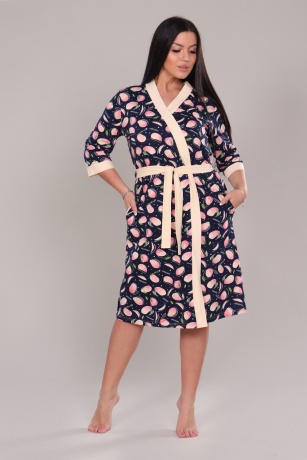 Пеньюар женский бежевый, халат и сорочка