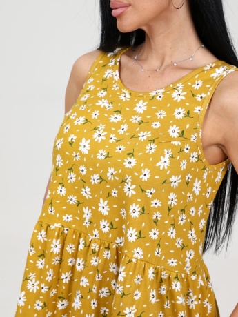 Сарафан женский горчичный с ромашками