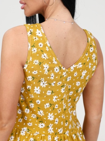 Сарафан женский горчичный с ромашками