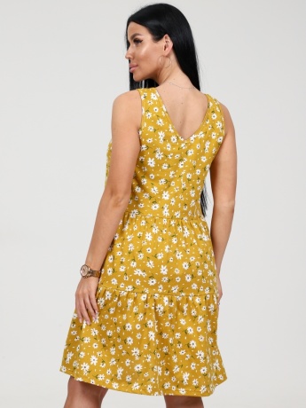 Сарафан женский горчичный с ромашками