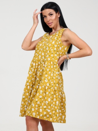 Сарафан женский горчичный с ромашками