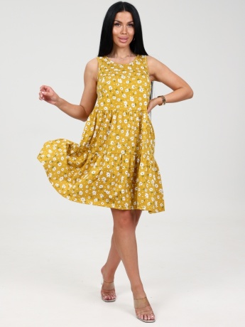 Сарафан женский горчичный с ромашками