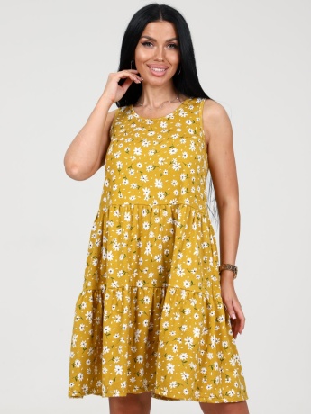 Сарафан женский горчичный с ромашками