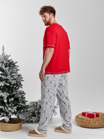 Мужская новогодняя пижама Праздник-5 красный