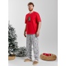 Мужская новогодняя пижама Праздник-5 красный