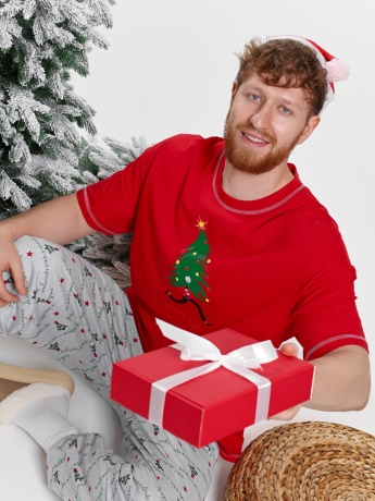 Мужская новогодняя пижама Праздник-5 красный