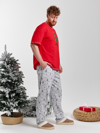 Мужская новогодняя пижама Праздник-5 красный