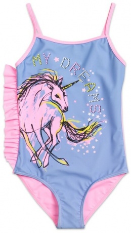 Купальник для девочек с единорогом, розовый (рост 116-146)