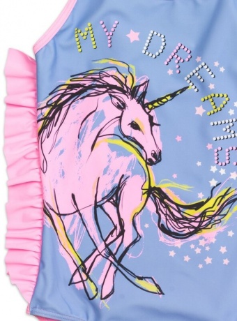Купальник для девочек с единорогом, розовый (рост 116-146)