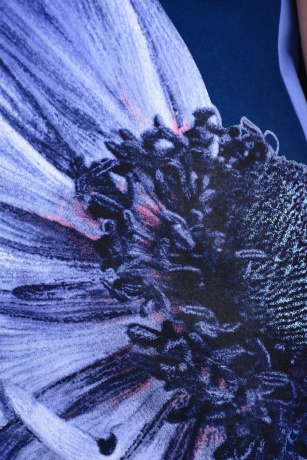 Ночная сорочка женская индиго, большой цветок