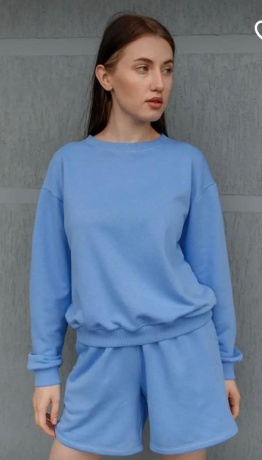 Костюм женский спортивный с шортами, голубой