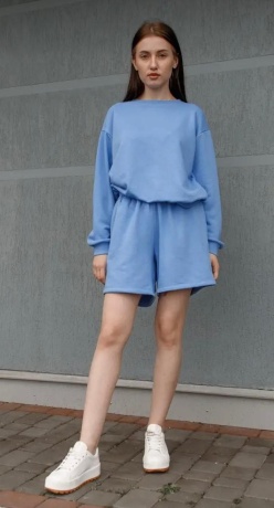 Костюм женский спортивный с шортами, голубой