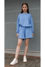 Костюм женский спортивный с шортами, голубой