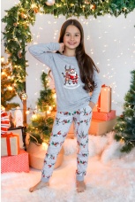 Новогодняя пижама для девочки Лапландия-1 серый