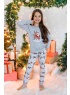 Новогодняя пижама для девочки Лапландия-1 серый