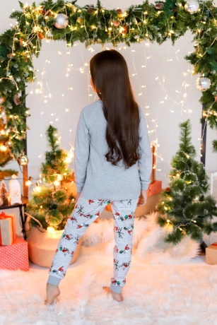 Новогодняя пижама для девочки Лапландия-1 серый