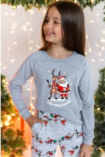 Новогодняя пижама для девочки Лапландия-1 серый