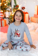 Новогодняя пижама для девочки Лапландия-1 серый