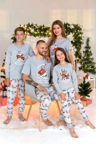 Новогодняя пижама для девочки Лапландия-1 серый
