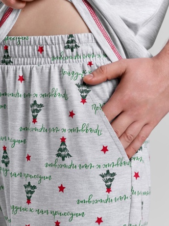 Новогодняя пижама family look Праздник-5 кармеланж