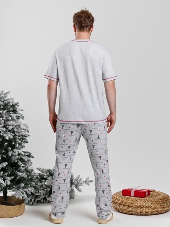 Новогодняя пижама family look Праздник-5 кармеланж