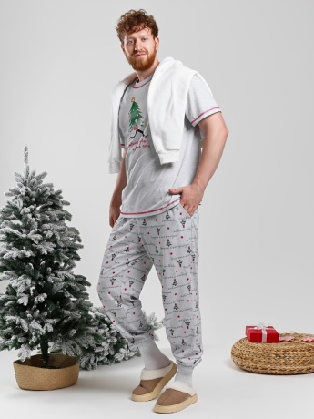 Новогодняя пижама family look Праздник-5 кармеланж