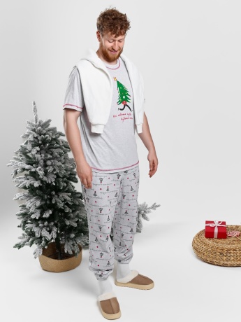 Новогодняя пижама family look Праздник-5 кармеланж