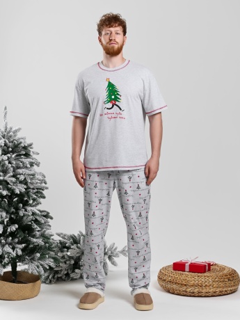 Новогодняя пижама family look Праздник-5 кармеланж