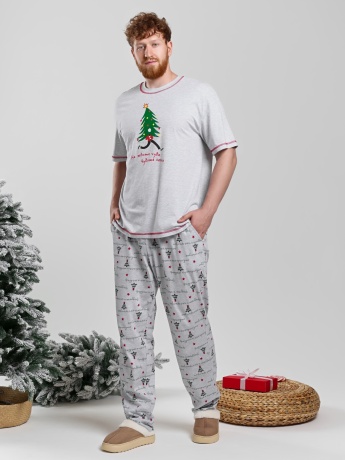 Новогодняя пижама family look Праздник-5 кармеланж