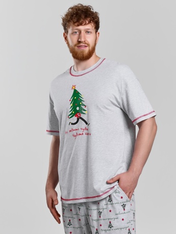 Новогодняя пижама family look Праздник-5 кармеланж