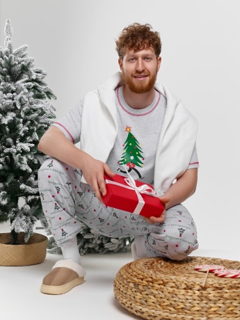 Новогодняя пижама family look Праздник-5 кармеланж