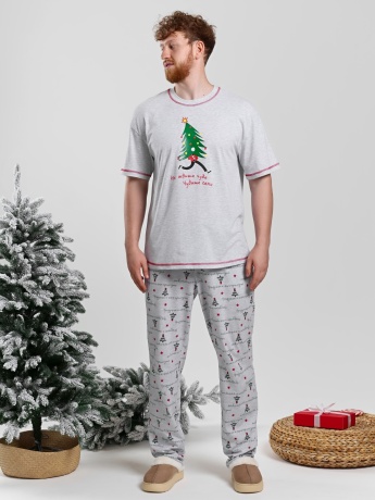 Новогодняя пижама family look Праздник-5 кармеланж