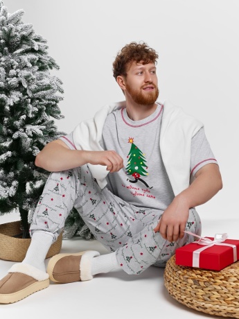 Новогодняя пижама family look Праздник-5 кармеланж