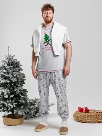 Новогодняя пижама family look Праздник-5 кармеланж