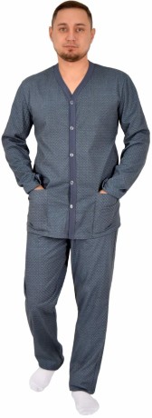 Мужская пижама (рубашка на пуговицах) с карманами