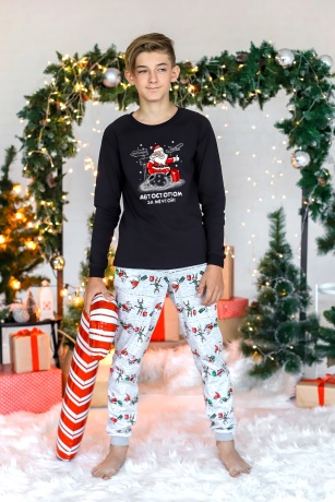 Новогодняя пижама для мальчика Лапландия-2 черный