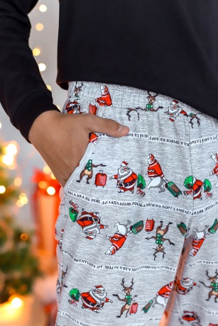 Новогодняя пижама для мальчика Лапландия-2 черный