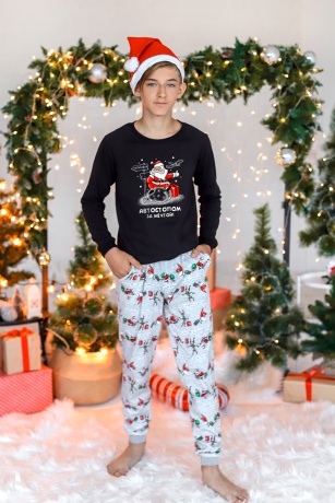 Новогодняя пижама для мальчика Лапландия-2 черный