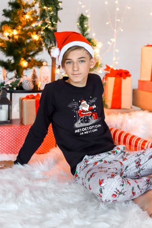 Новогодняя пижама для мальчика Лапландия-2 черный