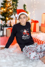 Новогодняя пижама для мальчика Лапландия-2 черный