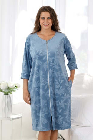 Халат домашний теплый больших размеров Листик