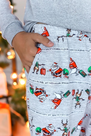 Новогодняя пижама для мальчика Лапландия-2 серый