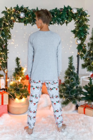 Новогодняя пижама для мальчика Лапландия-2 серый