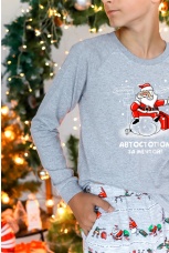 Новогодняя пижама для мальчика Лапландия-2 серый